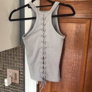 Light blue Braided back tight high neck shirt